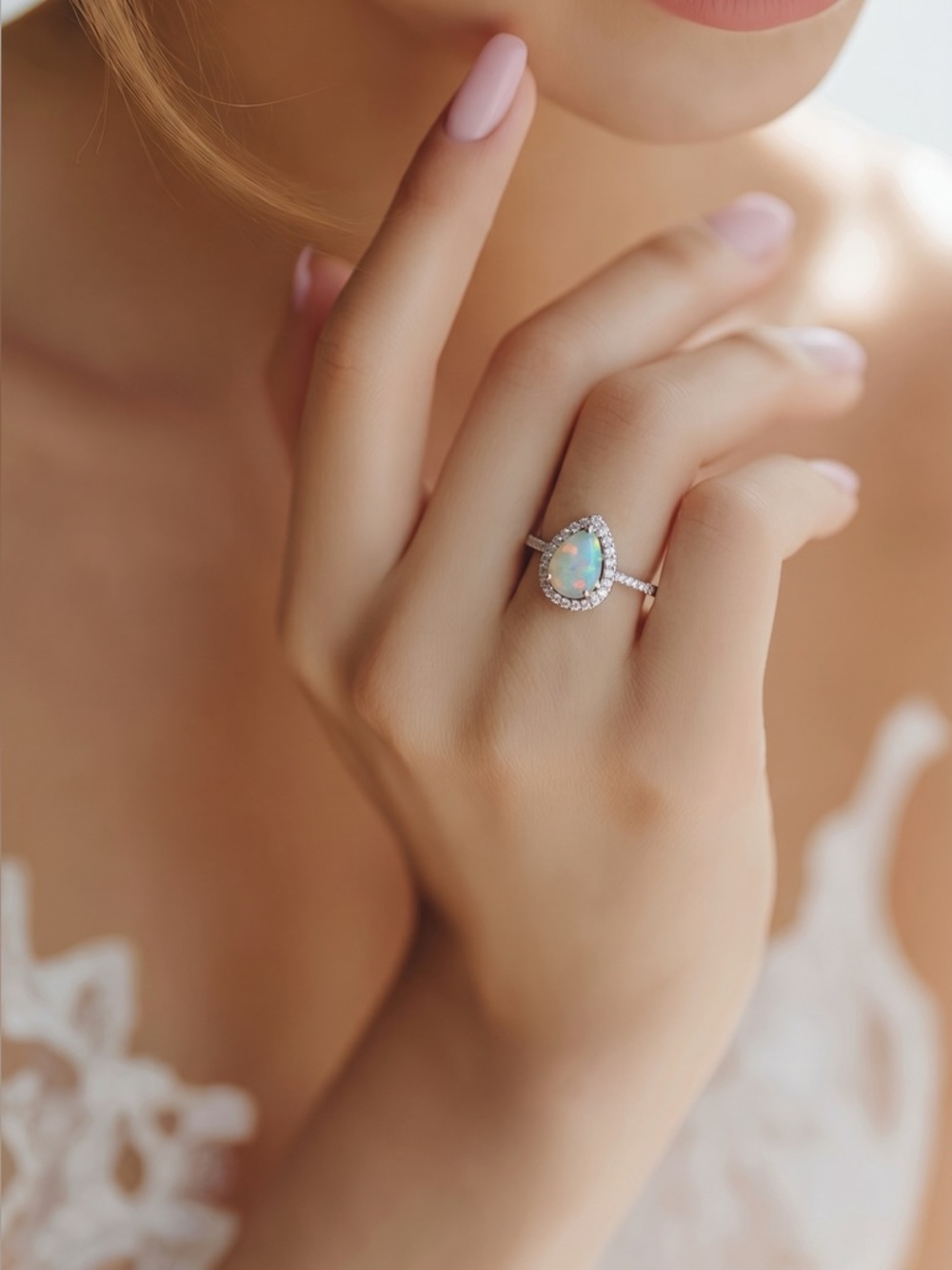 Australian Lightning Ridge Opal and Diamond Ring